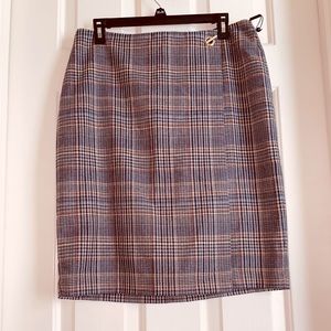 Plaid Suit Wrap Skirt